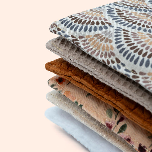 sensorische pittenzakjes speelgoed in beige en terracotta kleuren