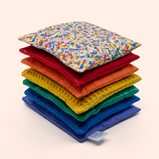 Regenboog Stapelstein pittenzakjes met super confetti