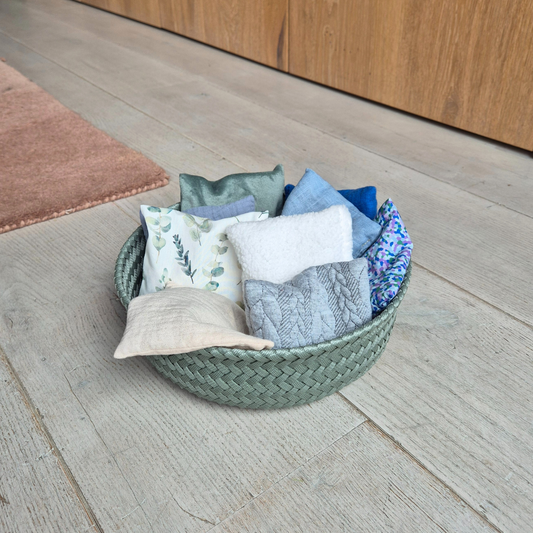 Opbergmandje met bamboe deksel - Eucalyptus - large