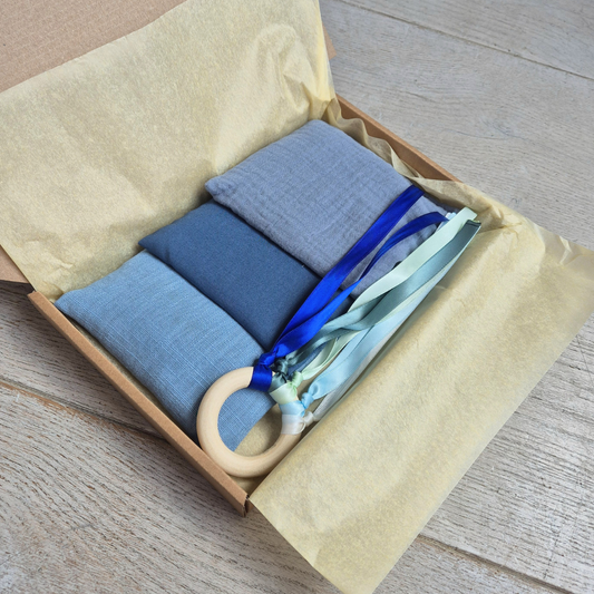 Kraamcadeau met duurzaam speelgoed - Blauw