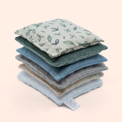 Handgemaakte pittenzakjes groene kleuren sensorisch speelgoed