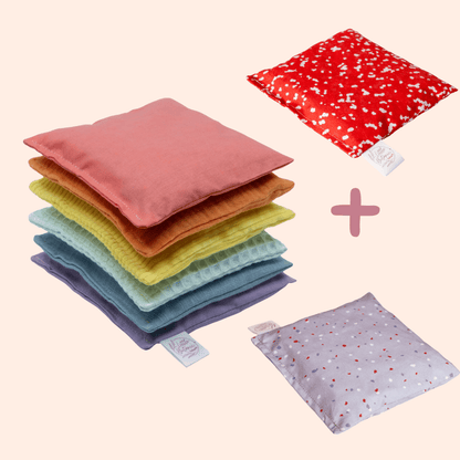 Stapelstein pittenzakjes - pastel + Winter special violet + red confetti - 8 stuks