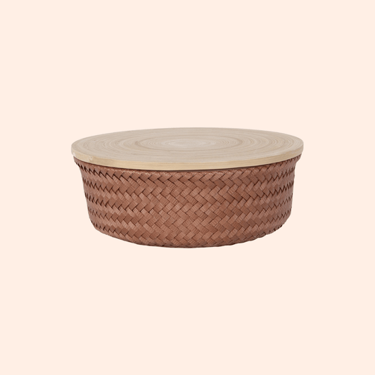 Opbergmandje met bamboe deksel - Sienna - medium
